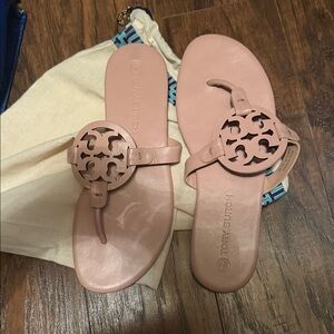 Tory Burch Pink Miller Logo Thong Sandals